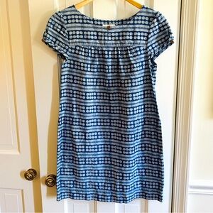 Vineyard Vines Blue and White Puff Sleeve Mini Linen Sundress Size XS Pockets